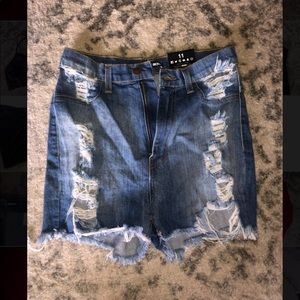 FashionNova high waisted blue jean shorts